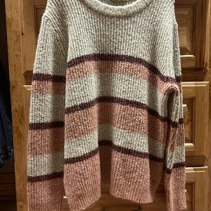 ROXY, pink maroon and tan sweater, used